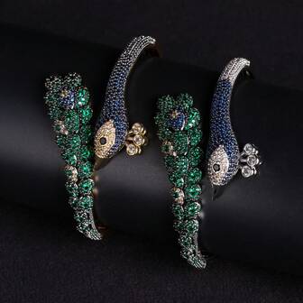 1pc Women's Fashion Bracelet/Bangle, Inlaid Colorful Zirconia, Retro Style Peacock & Phoenix Open Cuff Bracelet, Adjustable Size, Suitable For Men/Women Daily, Holiday, Party Wear, Gift