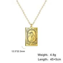 TEAMER Stainless Steel Tarot Cards Necklace Vintage Tarot Jewelry Good Luck Amulet Pendants For Women{Inchcolor_nameinch:InchGold-THEWORLDinch} - 黃金-THEWORLD - 查看 8