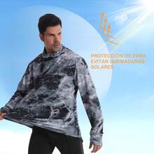 ¡RecomendadoYOUTHGO Sudadera con Capucha de Protección Solar para Hombre Camisa de Manga Larga UPF 50+ con Máscara para Pesca Correr¡Top de Temporada - Gris Carbón - Ver 4
