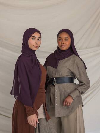 1 pieza Hiyab de unicolor para mujer, Abaya básica para mujer, Pañuelo de cabeza de unicolor clásico, Pañuelo para la cabeza