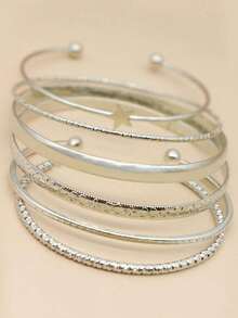 6pcs Star Decor Bangle - Bạc - Xem 3