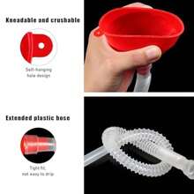 Embudos para uso automotriz, embudos de aceite flexibles con manguera larga, embudo de plástico de boca ancha para agua, líquido, líquido, aceite de motor, gas, transmisión de combustible,(2 PIEZAS) - Multicolor - Ver 5