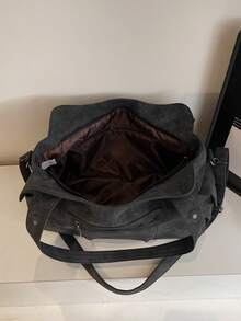 Retro Minimalist Large Capacity Fashion Student/Work Commute Tote Bag - Black - View 5