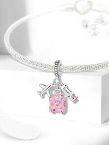 1 PC Silver Plated Touring Plane Camera Tower Perfume Pendant Charm Pendant Ball Suitable For Bracelets DIY Women's Jewelry