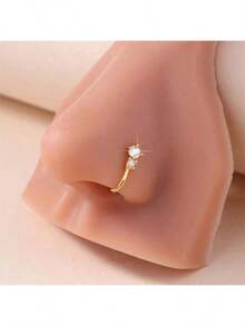Personalized Simple U-Shaped Nose Clip Shiny Cz Drop Design  Nose Ring Women's Non-Perforated Nose Clip Jewelry Golden