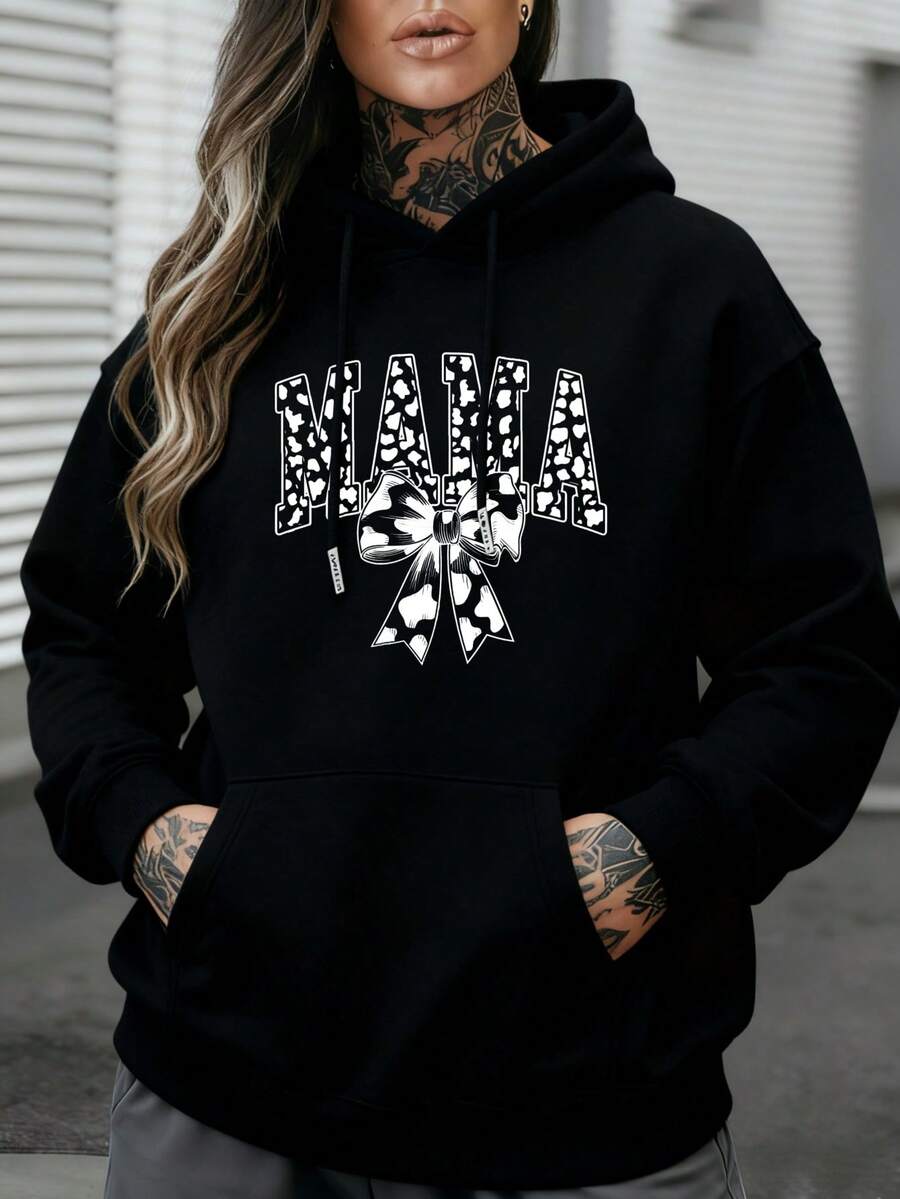 Women Hoodie Oversized Black Cow Print Mama Lettering Graphic Sweatshirt Multi Color Options Casual Streetwear Fashion Hoodies Winter Clothes Women Fall Clothes Women Hoodies Outfit Women Long Sleeve Tops Women Ropa De Invierno Mujer Sweatshirts Women Sweatshirts - màu đen - Xem 1