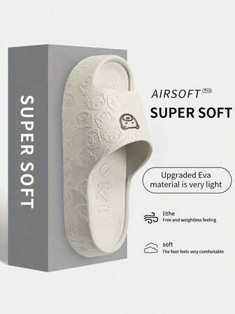 4-Season Popular New Versatile Men's Slide Sandals, Cartoon Black Graffiti Bear Head Design Unisex Slippers, EVA Material Anti-Slip Breathable Wet Resistant Odor-Free Indoor Outdoor Lightweight Quiet Slides (Recommend Ordering One Size Up For More Comfort)