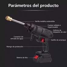 Limpiador eléctrico de alta presión, pistola portátil, 1 batería, limpiador automático de alta presión - para más usos, como la limpieza de automóviles - Negro - Ver 8