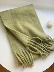 1pc Ladies' Autumn And Winter Simple Solid Color Soft And Sticky Scarf, Outdoor Plush Warm Versatile Shawl Scarf