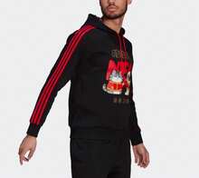 Adidas Áo nỉ thể thao thường ngày có mũ trùm đầu dành cho nam - Đen/Đỏ - Xem 3