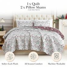 Full/Queen Quilt Bedding Set, Microfiber Quilts Queen Size, Coverlet, Stain & Pet Hair Resistant Bedding, Full Size Bedspread With 2 Pillow Shams, Bone, 2025 - 節日和聲 - 查看 2