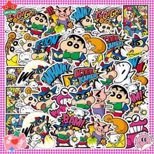 一套50张可爱蜡笔小新贴纸，趣味表情，DIY卡通手机壳，笔记本装饰计划本贴纸，适用于装饰手机、笔记本电脑、行李箱、水杯、滑板、笔记本和吉他。