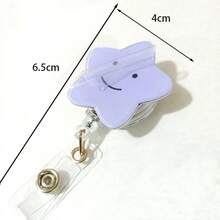 1pc Nurse Badge Clip, Cute Star Transparent Retractable Clip, Easy Clip-On Employee ID Badge Holder - Multicolor - View 5