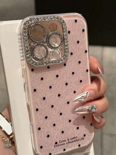 Glitter Polka Dot Sequins Phone Case Compatible With IPhone 17Air 16 15 14 13 12 11 Pro Max 16 15 14 Plus 16Promax 15Promax Lovely Solid Color Summer Candy Color Back Cover