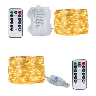 LED Fairy Lights,Battery Power/USB Power With Remote,String Lights Christmas Garland,Copper Wire Twinkle Lights For Home Garden Party Christmas Tree Wedding Bedroom New Year Decoration