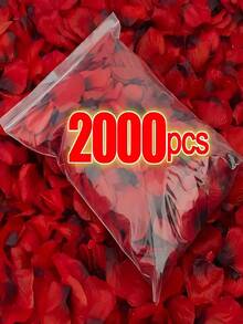 2000pcs Artificial Red Rose Petals, Romantic Wedding Party Decor Fake Flowers, Tabletop Center Piece, Tree Decor, Winter Home Party Decoration