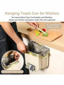 1 thùng rác treo gấp gọn, thích hợp cho cửa tủ bếp, thùng rác hữu cơ bằng nhựa dung tích 1,5 gallon, thiết kế treo tiện lợi, tiết kiệm không gian, phù hợp với cửa tủ nhà, phòng tắm, văn phòng, xe RV, ô tô. - Nhiều màu - Xem 6