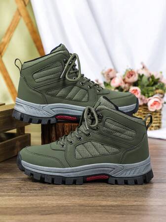 Ghete de drumeție verzi militare elegante și versatile, pentru toamnă și iarnă, perfecte pentru petreceri, cadouri de sărbători, camping în aer liber și drumeții. Aceste adidași pentru femei au un design cu șireturi, talie medie, cu suport pentru gleznă, sunt durabile, rezistente la uzură, impermeabile și confortabile.