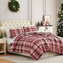 Full/Queen Quilt Bedding Set, Microfiber Quilts Queen Size, Coverlet, Stain & Pet Hair Resistant Bedding, Full Size Bedspread With 2 Pillow Shams, Bone, 2025 - 聖誕頌歌 - 查看 7