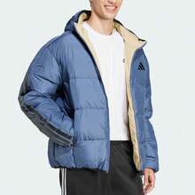 Adidas FW24 WIND.RDY REVERSIBLE DOWN JACKET, Water-Repellent, Warm, Reversible Casual Hooded Down Jacket, Men, Ink Blue