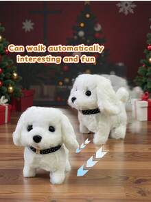 互动式毛绒行走吠叫电子狗玩偶，新生儿必备，逼真行为机器人狗玩偶，适合2岁以上女孩，圣诞礼物