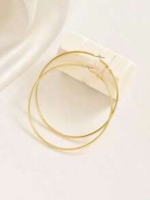 Minimalist Style Multiple Hoops Earrings, Daily Wear Women - Gold - View 4