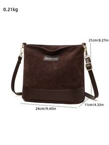 Women's Fashionable Retro Ancorar Red Shoulder Bag, Soft Suede-Like Texture, Lightweight Shoulder Bag For Cosmetics And Lipstick Storage - Coffee - View 4