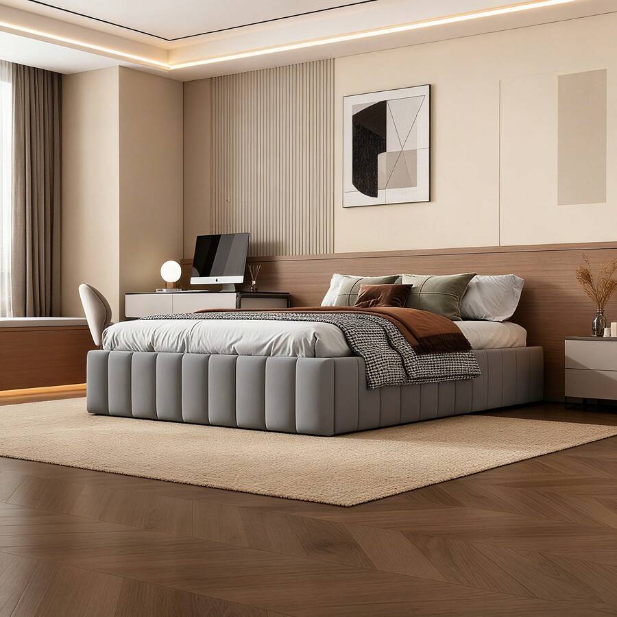 Bed Frames - Gray + Velvet + 140cm*200cm - View 1