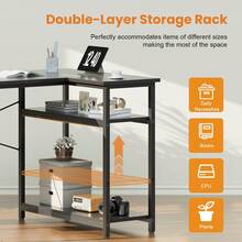 L Shaped Computer Desk With Storage Bag And 2 Adjustable Shelves,110cm Space-Saving Corner Desk With Headphone Hook, Reversible Home Office Table With Storage For Small Spaces, Study, And Remote Work - Black - View 3