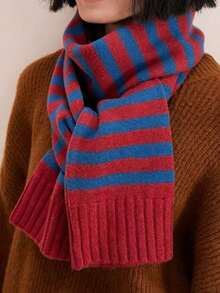 1件装女士时尚百搭撞色条纹袖围巾，舒适保暖，适合日常穿着、购物和派对搭配。 - 彩色 - 查看 3