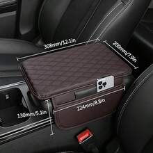 [Car Stuff] 1Pc Car Center Console Cover Armrest With High Pad, Armrest Modification Lengthened And Thickened Cover Cushion Car Accessories,Gifts For Men Automotive Center Control Advanced Universal Elbow Support With Storage Bag For Most Vehicle - Leather - View 4
