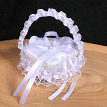 Satin Ring Box Wedding Ring Props Heart Shaped Rose Box With Handle Lace Ring Box - Multicolor - View 3