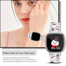 Compatible con la correa del reloj Fitbit Versa 3, Versa 4, Sense, Sense 2, correa de repuesto de silicona con patrón navideño {color_name:Muñeco de nieve Gris, size_name:Para Versa4/Versa3/Sense2/Sense - Muñeco de nieve gris - Ver 6