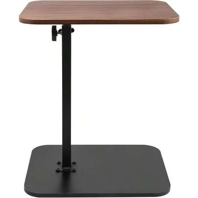 360°Swivel Adjustable Side Table Stable Design Space Saving Couch C Shaped End Table For Living Room Bedroom Sofa Bed Walnut Color