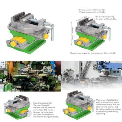 Heavy Duty Aluminum Alloy 2 Way X Y Compound Cross Slide Drill Press Vise 077mm Clamping Range