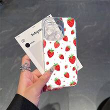 CLEAR  CASE Red Strawberries And Hearts Seamless PatternCompatible With  11 To  17 Models The Cases Lens Protection Function Ensures The Camera Remains Undamaged During Shooting  Guaranteeing Image Quality - Clear - View 5