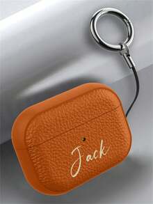 [Customized]Personalized Custom Luxury Name Letter Customized Cover Compatible With 1 2 3 4 Pro 2 Pro 3 Lychee Pattern TPU Earphone Case