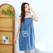 1 pezzo Asciugamano da bagno da donna (Dimensione: 80cm * 135cm, 250g), Accappatoio da spiaggia/spa/bagno, Asciugamano da doccia/fitness, Set asciugamani da donna, Accappatoio in spugna di corallo ultra morbido da donna con taschino a fiocco carino, Vestito asciugamano per la casa, Disponibile in più colori, Indumenti in velluto confortevoli, Asciugamano indossabile