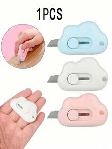 1/3/10pcs Cloud Shaped Paper Cutter, Practical Retractable Utility Knife Envelope Cutter, Portable Cloud Shaped Paper Box Cutter With Keychain Hole