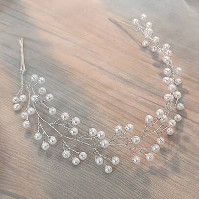 1pc Elegant Glass Headband, Bridal Wedding Hair Accessory, Suitable For All Seasons Valentine's Day Accessories