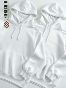Kit Of 2 Hooded Sweatshirts, Casual Basic Style, Unisex Winter Set - - 白色/白色 - 查看 1