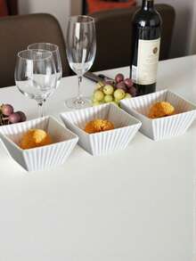 Juego de cuencos de porcelana blanca con formas diferentes de porcelana de 3 piezas c/u - Rayas - Ver 2