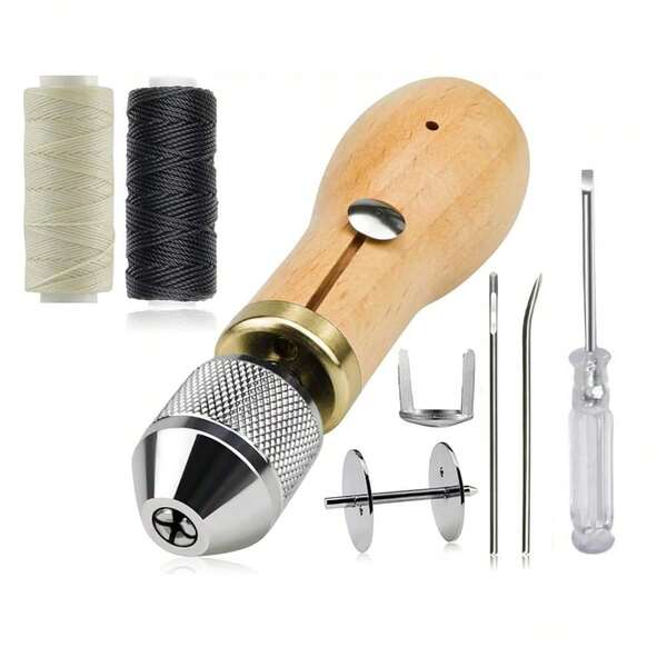 Professional Speedy Sewing Awl Hand Stitcher DIY Repair Tool Kit For Leather And Heavy Fabrics Canvas And More With ...