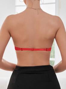 Hersunei Áo ngực Peach Girl màu đỏ bóng, có đệm mút và gọng, thoải mái và thoáng khí, nâng đỡ tốt, thiết kế có thể tháo rời, phù hợp để mặc hàng ngày. - Đỏ - Xem 6