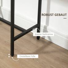 HOMCOM 3-Piece Dining Set For Balcony And Garden, Steel Frame And Extension Table, Natural Wood And Black Look, 80x50x85cm
