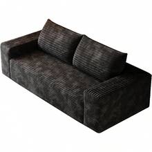 71" Corduroy Boneless Couch, 2-Seater Compression Sofa With 2 Throw Pillows, No Assembly Required, Comfy Loveseat Sofa In A Box, Deep Seat, Modern Couches For Living Room (Green, 71 Inch) - màu đen - Xem 8