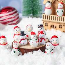 2/4/10 Pcs Mini Resin Snowman Figurines, Suitable For Yard, Garden, Bedroom, Living Room, TV Stand, Computer Desk Decor, Holiday Display And Party Accessories - Multicolor - View 5