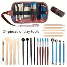 Bộ dụng cụ điêu khắc gốm sứ 31/24 món - Bộ dụng cụ điêu khắc gốm và đất sét, bao gồm các dụng cụ chi tiết bằng thép không gỉ, dụng cụ điêu khắc và tạo hình thủ công dành cho người mới bắt đầu và chuyên nghiệp. - Nhiều màu - Xem 1