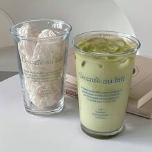 1/2/4pcs Elegant INS Style Glass Cups For Ice Coffee, Juice, Milk, Cocktails & Pearl Milk Tea - Durable, Hand Wash Only, Multi-Purpose Beverage Glasses With Sophisticated Design, Drink Serving Cups | Clear Drinkware | Reusable Cups, Coffee Cup - Green - View 7