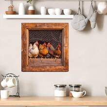 1pc Chicken Wall Stickers, Rooster Hen Chicks Butterfly Farm Idyllic Wall Decals Removable Vinyl Peel And Stick Hen Chicks Eggs Chicken Art For Farmhouse Kitchen Dining Room Nursery Pantry Home Decorations - Multicolor - View 8